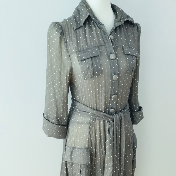 DIANE VON FURSTENBERG size 10 semi sheer silk vintage shirt dress - Picture 6 of 7